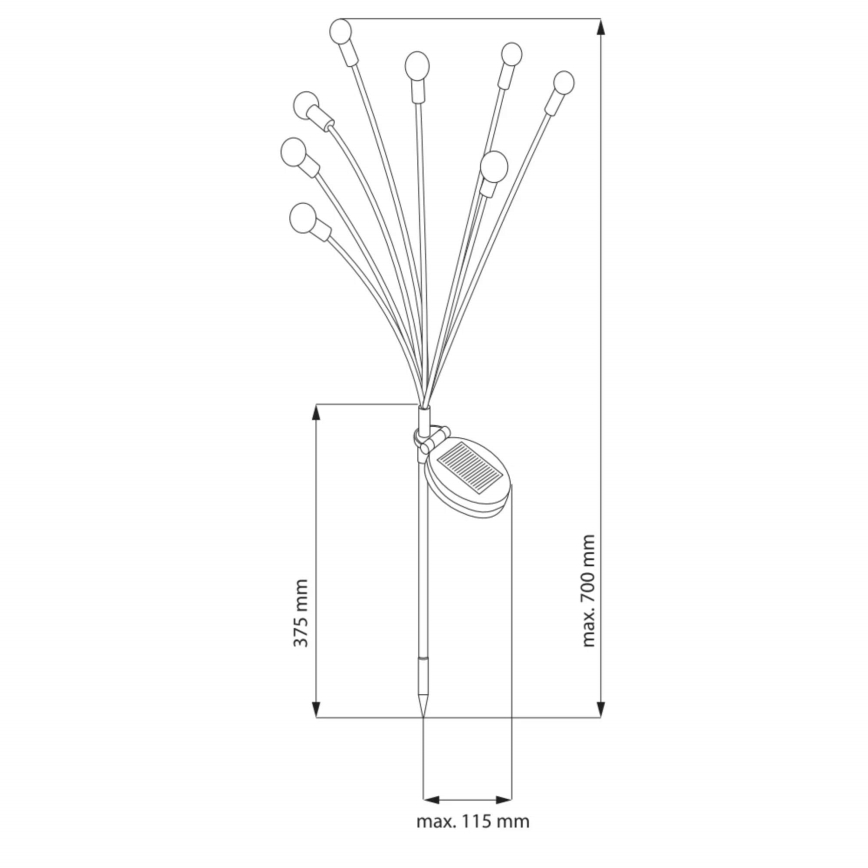 LED Solarna svjetiljka FIORINI 8xLED/1,2V 600mAh IP44 crna