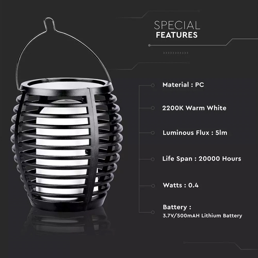 LED Solarna svjetiljka FLAME 4u1 1xLED/0,45W/3,7V IP44 500 mAh