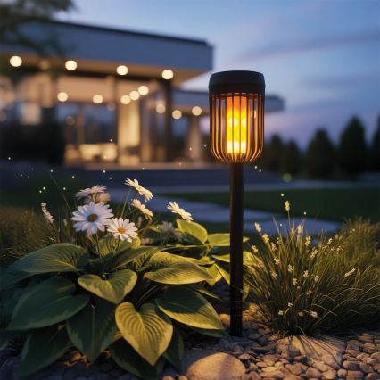 LED solarna svjetiljka FLAME LED/1,2V 100 mAh 1800K 37 cm IP44 crna