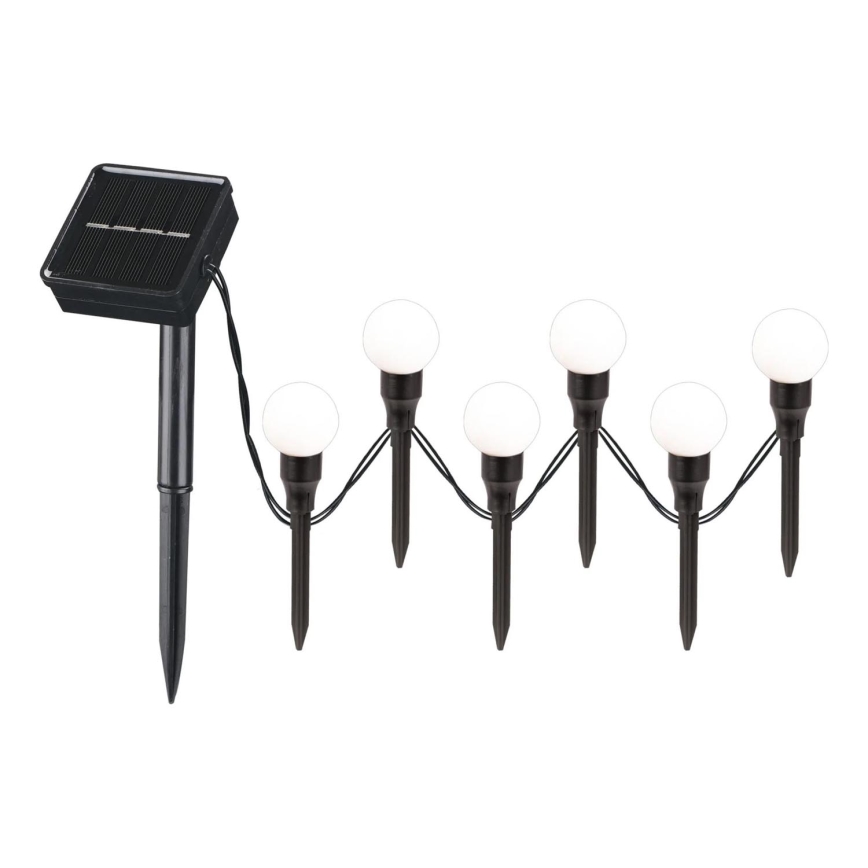 LED Solarna svjetiljka KULKI 6xLED/1,2V 600 mAh 4,3 m IP44 crna/bijela