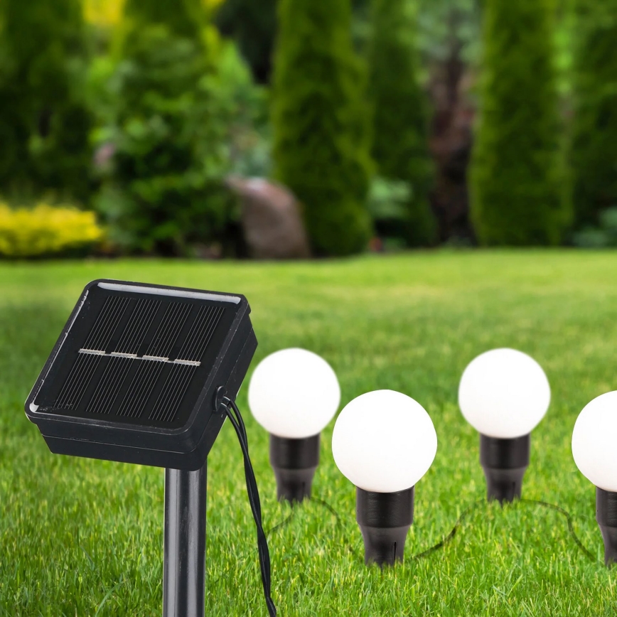 LED Solarna svjetiljka KULKI 6xLED/1,2V 600 mAh 4,3 m IP44 crna/bijela