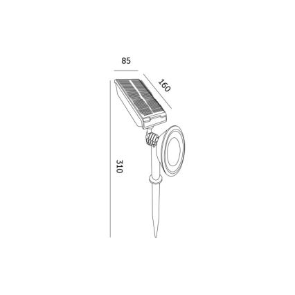 LED solarna svjetiljka LANCE LED/3,7V 6000K IP44 1500 mAh