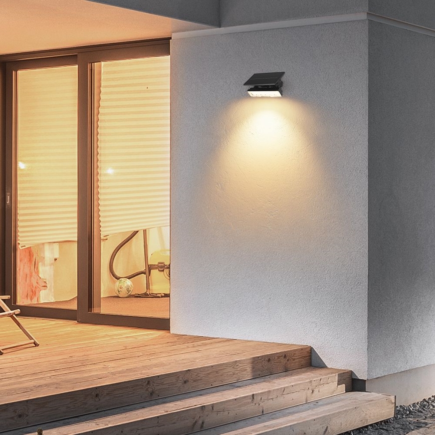 LED Solarna svjetiljka LED/0,9W/3,7V 3000K IP65 1200 mAh crna