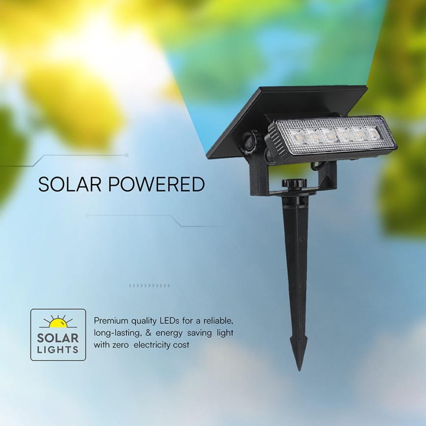 LED Solarna svjetiljka LED/0,9W/3,7V 3000K IP65 1200 mAh crna