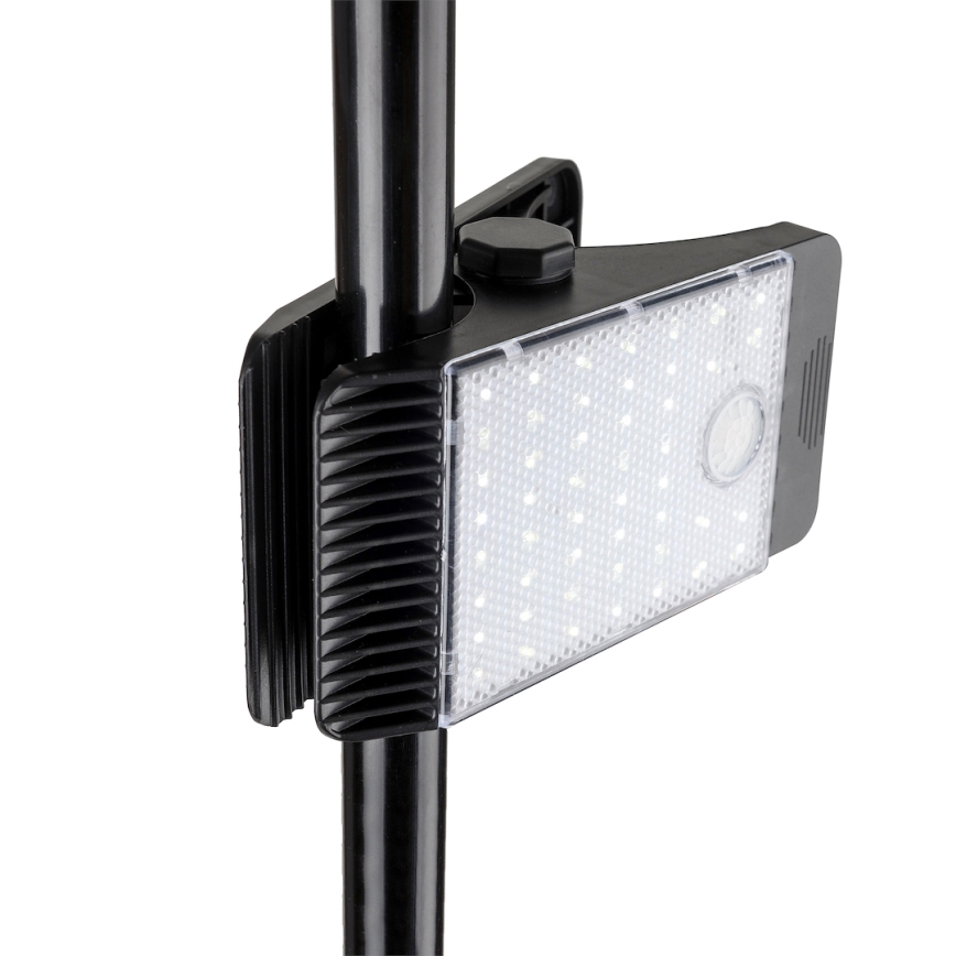 LED Solarna svjetiljka sa senzorom za pokret i dan/noć CLIPS LED/4W/1200 mAh 3,7V IP44 crna