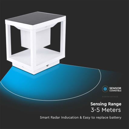 LED Solarna svjetiljka sa senzorom LED/2W/5,5V 3000K IP65 2600 mAh bijela