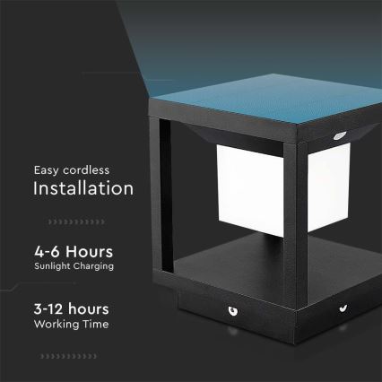 LED solarna svjetiljka sa senzorom LED/2W/5,5V 3000K IP65 2600 mAh crna