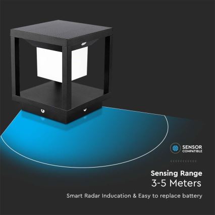 LED solarna svjetiljka sa senzorom LED/2W/5,5V 3000K IP65 2600 mAh crna