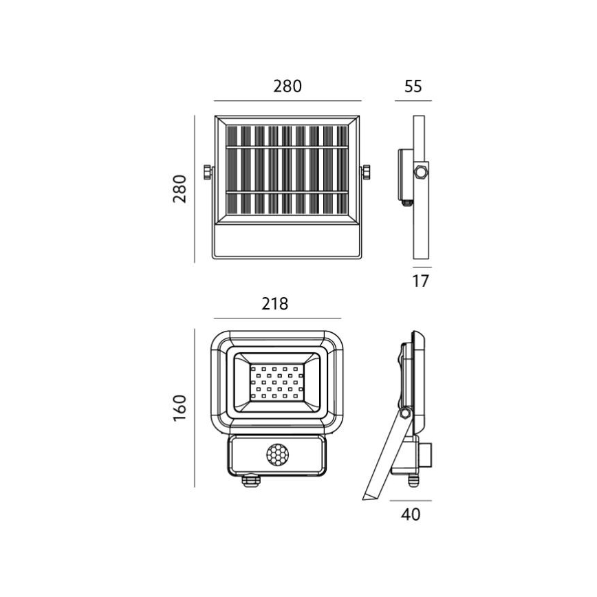 LED solarna svjetiljka sa senzorom LED/30W/3,7V 6500K IP65 6600 mAh