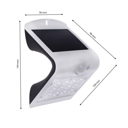 LED Solarna svjetiljka sa senzorom pokreta LED/1,5W/1200 mAh 3,7V IP65