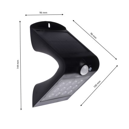 LED Solarna svjetiljka sa senzorom za pokret i dan/noć LED/1,5W/1200 mAh 3,7V IP65