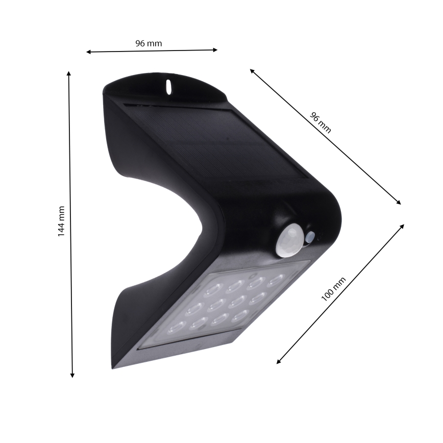 LED Solarna svjetiljka sa senzorom za pokret i dan/noć LED/1,5W/1200 mAh 3,7V IP65