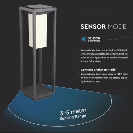 LED Solarna svjetiljka sa senzorom SAMSUNG CHIP LED/2W/3,7V IP65 2600 mAh