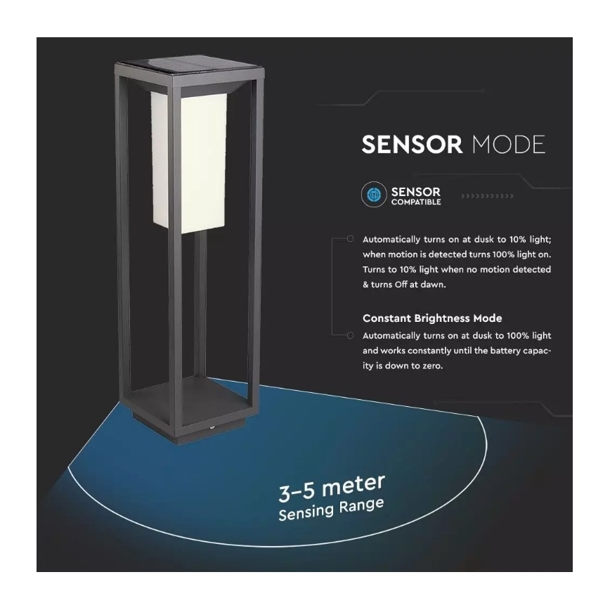 LED Solarna svjetiljka sa senzorom SAMSUNG CHIP LED/2W/3,7V IP65 2600 mAh