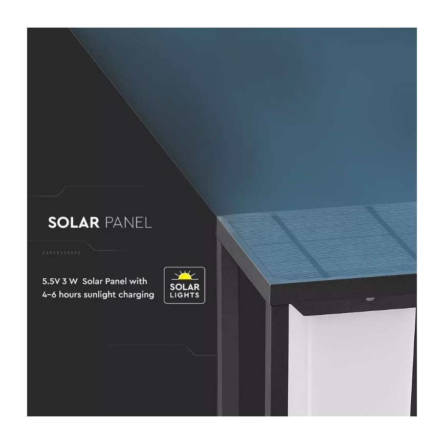 LED Solarna svjetiljka sa senzorom SAMSUNG CHIP LED/2W/3,7V IP65 2600 mAh