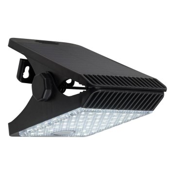 LED Solarna svjetiljka sa senzorom za pokret i dan/noć CLIPS LED/4W/1200 mAh 3,7V IP44 crna