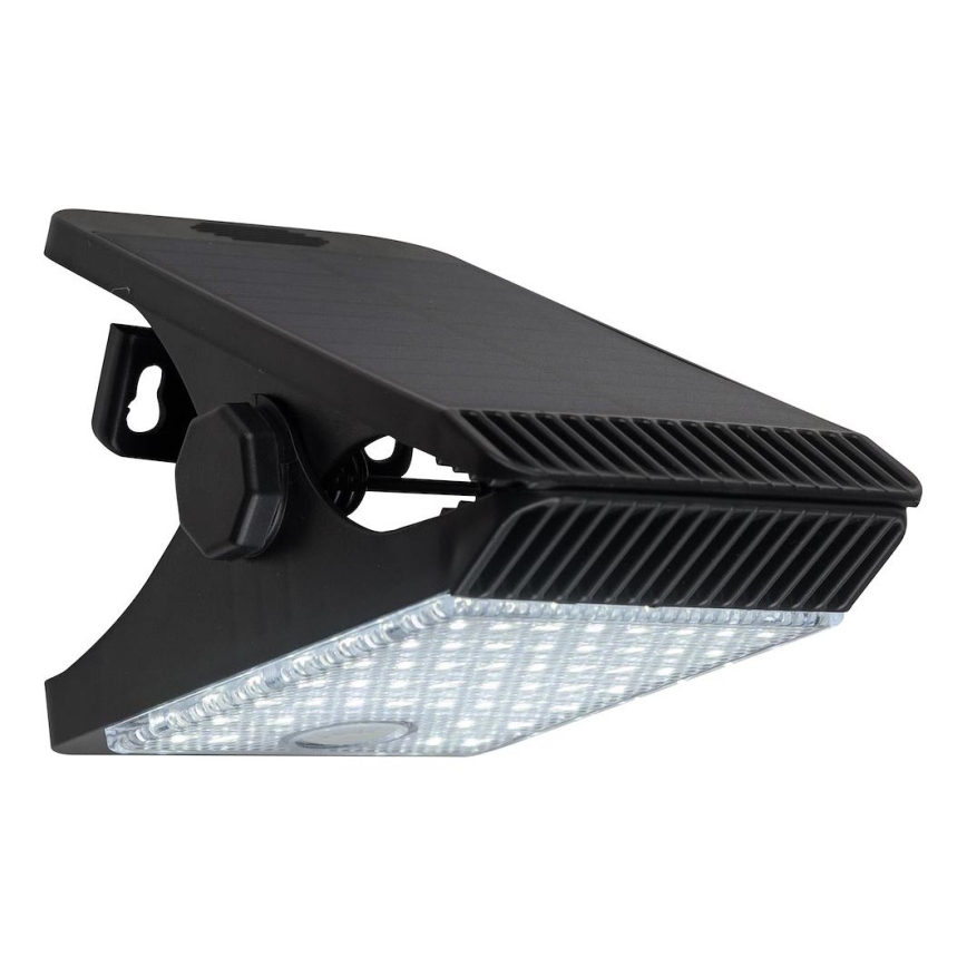 LED Solarna svjetiljka sa senzorom za pokret i dan/noć CLIPS LED/4W/1200 mAh 3,7V IP44 crna