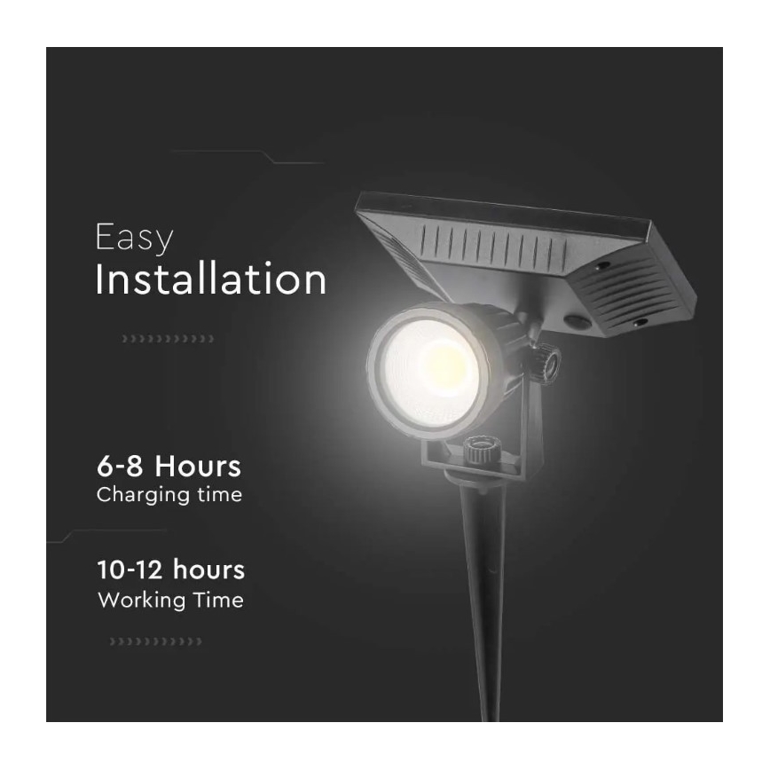 LED Solarna svjetiljka SPIKE LED/2W/5,5V IP65 4000K 1200 mAh