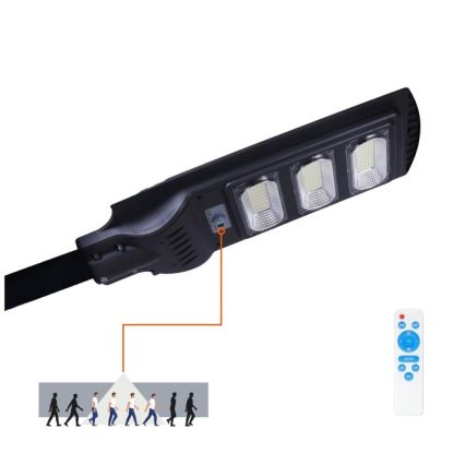 LED solarna ulična svjetiljka s mogućnošću prigušivanja, senzorom pokreta i sumraka URBI LED/8W/3,2V 6500K IP54 10000 mAh + daljinski upravljač