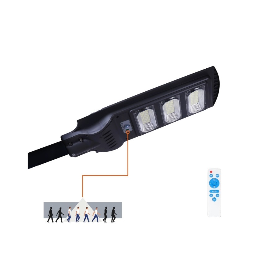 LED solarna ulična svjetiljka s mogućnošću prigušivanja, senzorom pokreta i sumraka URBI LED/8W/3,2V 6500K IP54 10000 mAh + daljinski upravljač