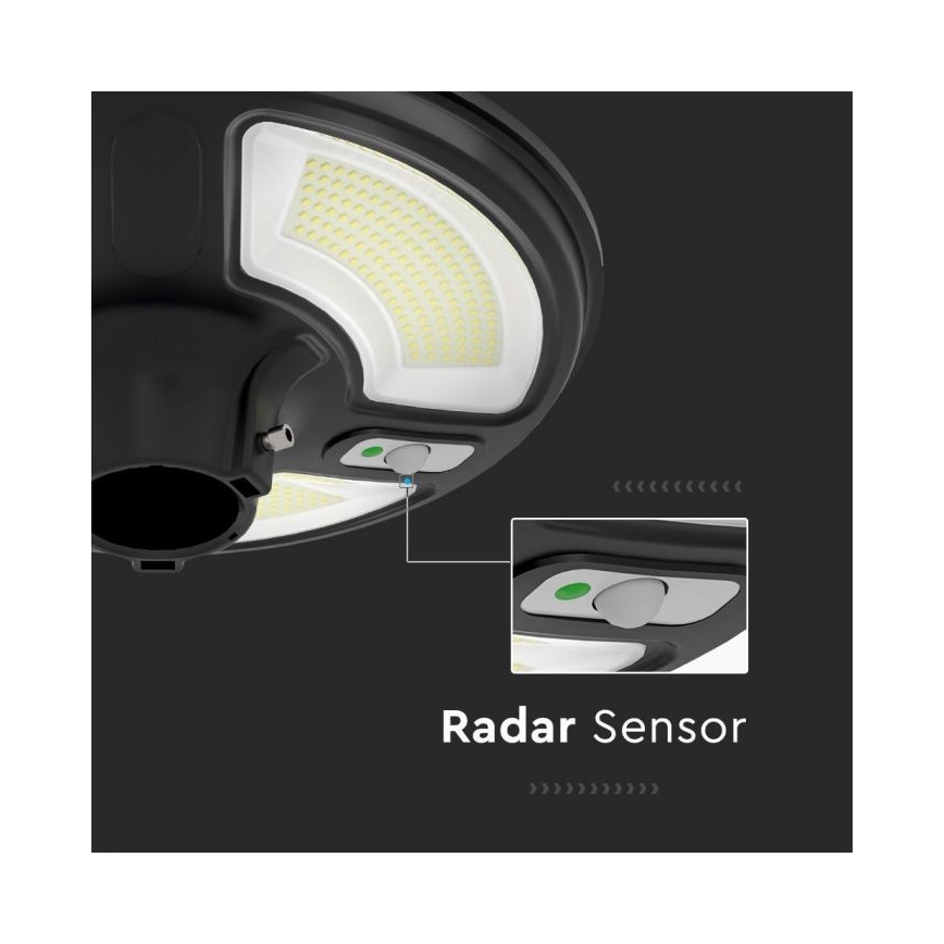 LED solarna ulična svjetiljka sa senzorom LED/10W/3,2V IP65 4000K 15000 mAh + daljinski upravljač