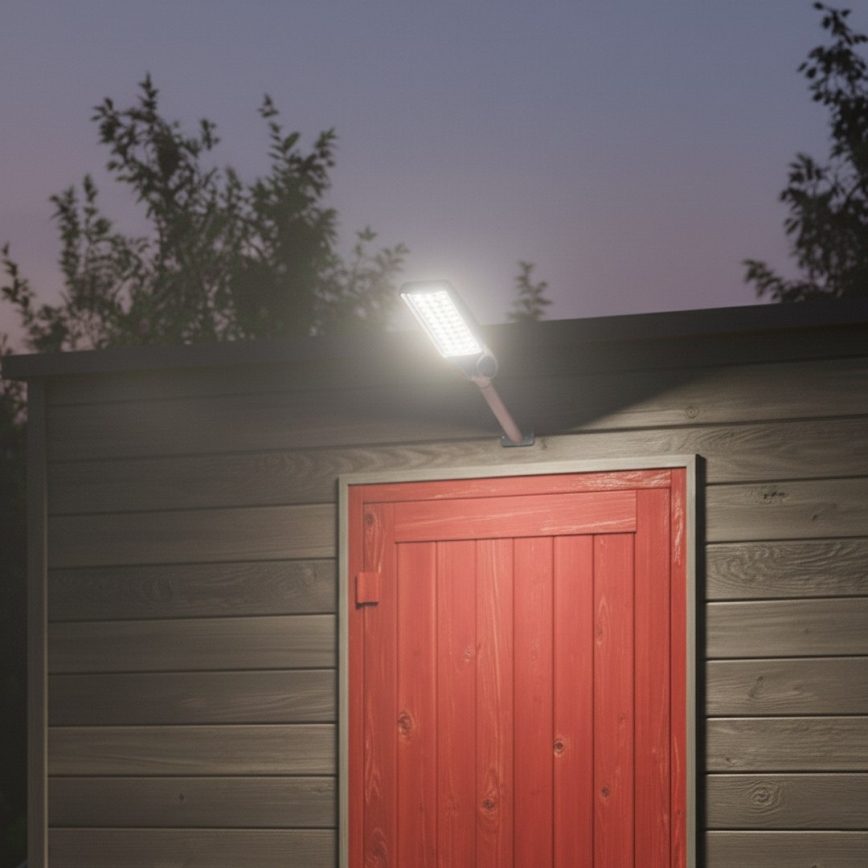 LED solarna ulična svjetiljka s mogućnošću prigušivanja i senzorom VENICE LED/200W/3,2V 12000 mAh IP65 crna + daljinski upravljač