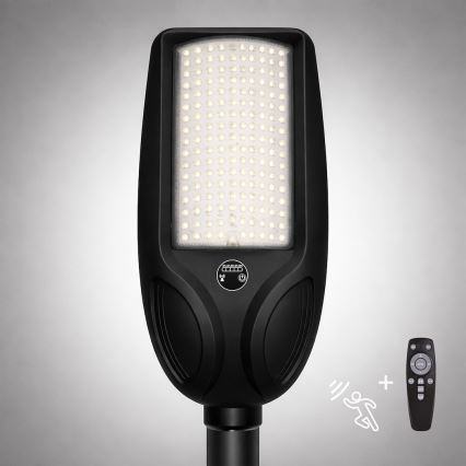 LED solarna ulična svjetiljka s mogućnošću prigušivanja i senzorom VENICE LED/200W/3,2V 12000 mAh IP65 crna + daljinski upravljač