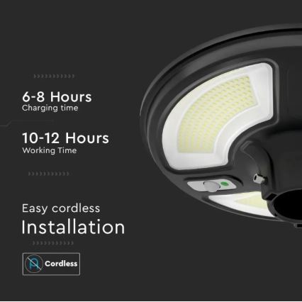 LED Solarna ulična svjetiljka sa senzorom LED/10W/3,2V 6500K IP65 25000 mAh + daljinski upravljač