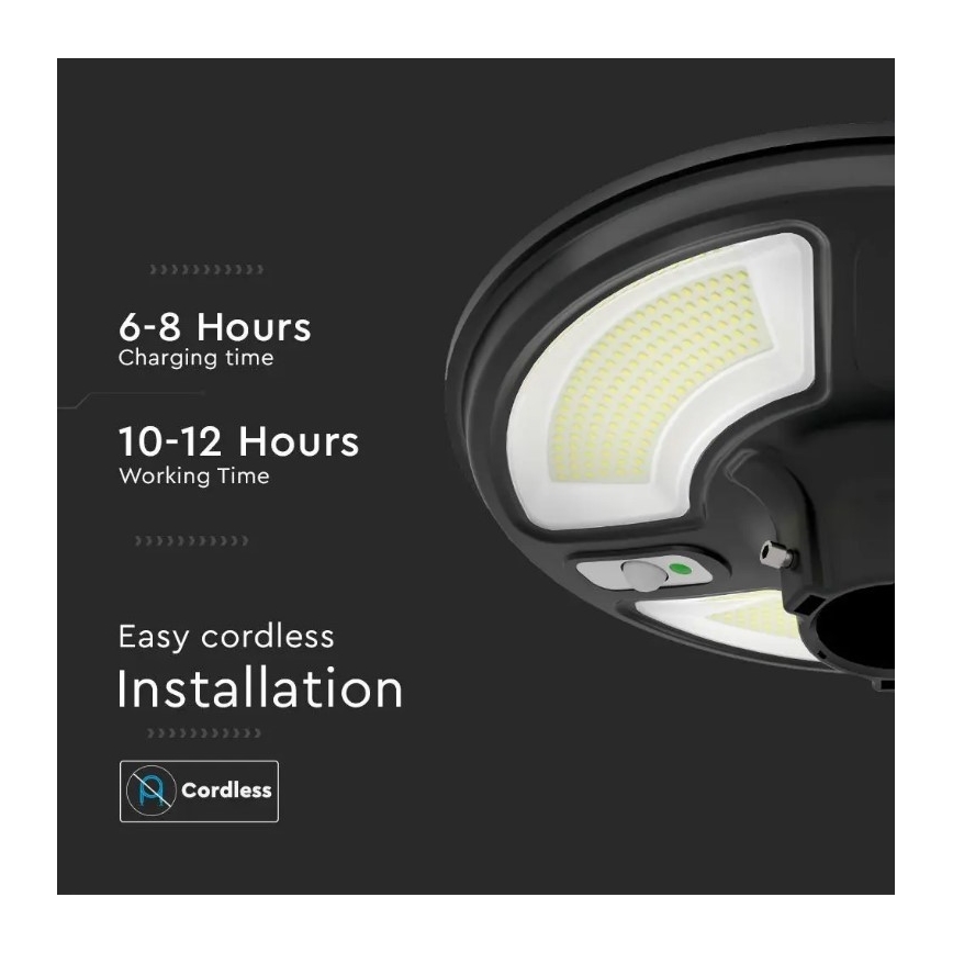 LED Solarna ulična svjetiljka sa senzorom LED/10W/3,2V 6500K IP65 25000 mAh + daljinski upravljač