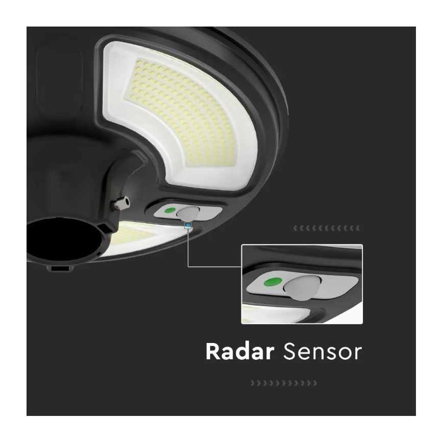 LED Solarna ulična svjetiljka sa senzorom LED/10W/3,2V 6500K IP65 25000 mAh + daljinski upravljač
