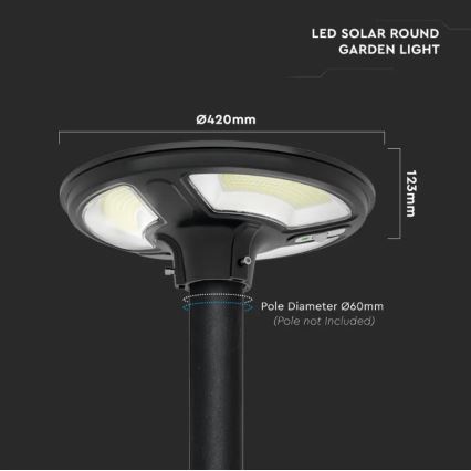 LED Solarna ulična svjetiljka sa senzorom LED/10W/3,2V 6500K IP65 25000 mAh + daljinski upravljač