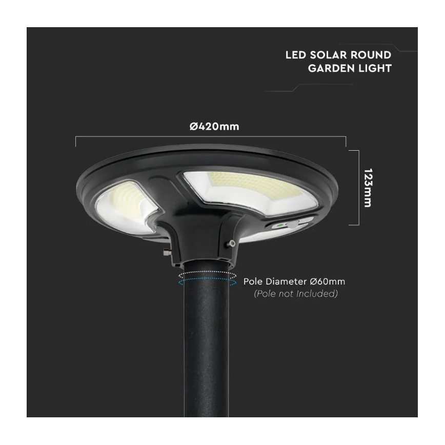 LED Solarna ulična svjetiljka sa senzorom LED/10W/3,2V 6500K IP65 25000 mAh + daljinski upravljač