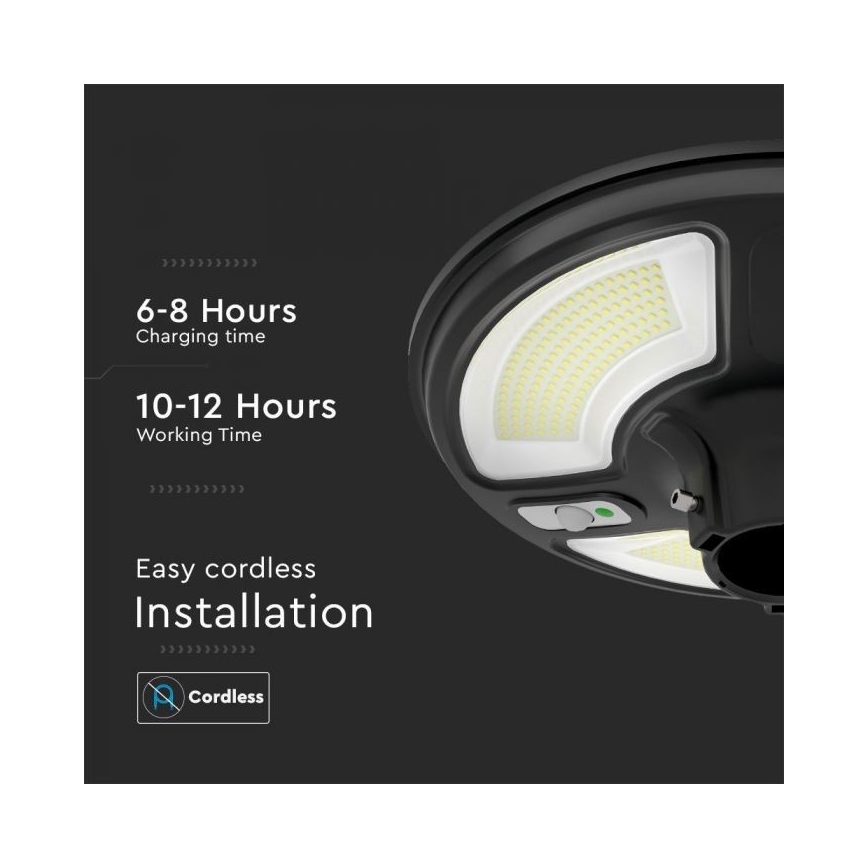 LED Solarna ulična svjetiljka sa senzorom LED/10W/3,2V IP65 4000K 15000 mAh + daljinski upravljač