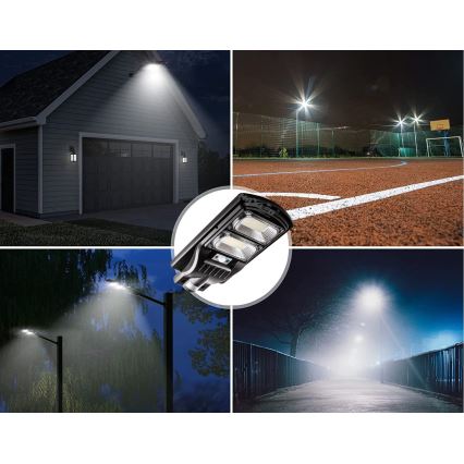 LED Prigušiva solarna ulična svjetiljka sa senzorom LED/120W/6V 6500K IP65 crna + daljinski upravljač