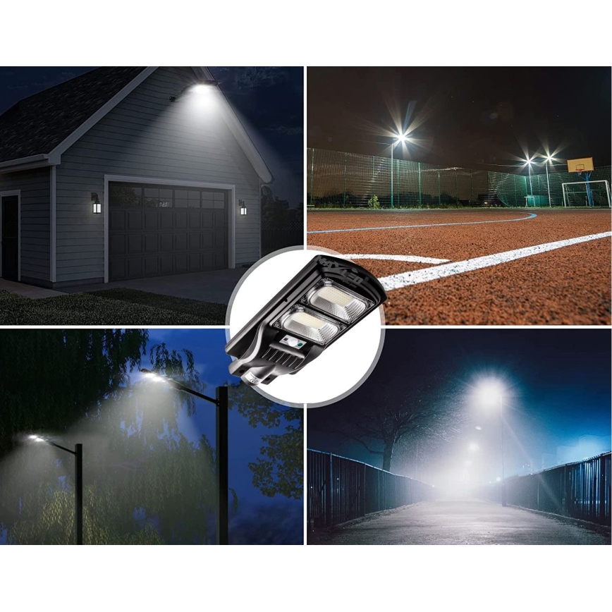 LED Prigušiva solarna ulična svjetiljka sa senzorom LED/120W/6V 6500K IP65 crna + daljinski upravljač