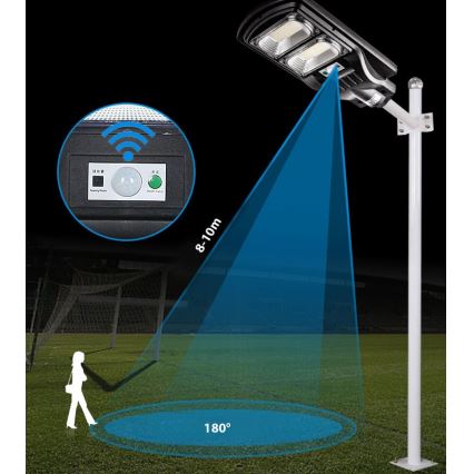 LED Prigušiva solarna ulična svjetiljka sa senzorom LED/120W/6V 6500K IP65 crna + daljinski upravljač