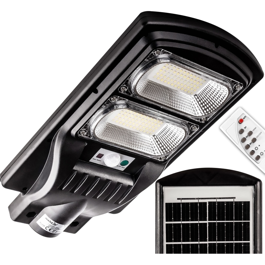 LED Prigušiva solarna ulična svjetiljka sa senzorom LED/120W/6V 6500K IP65 crna + daljinski upravljač