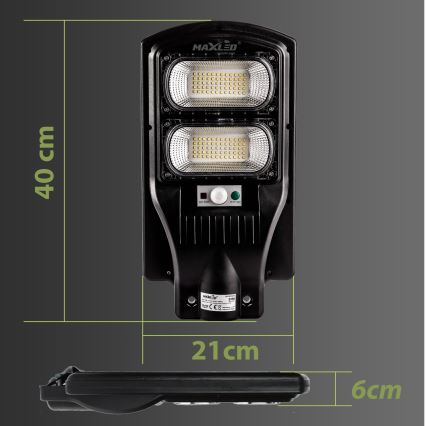 LED Prigušiva solarna ulična svjetiljka sa senzorom LED/120W/6V 6500K IP65 crna + daljinski upravljač