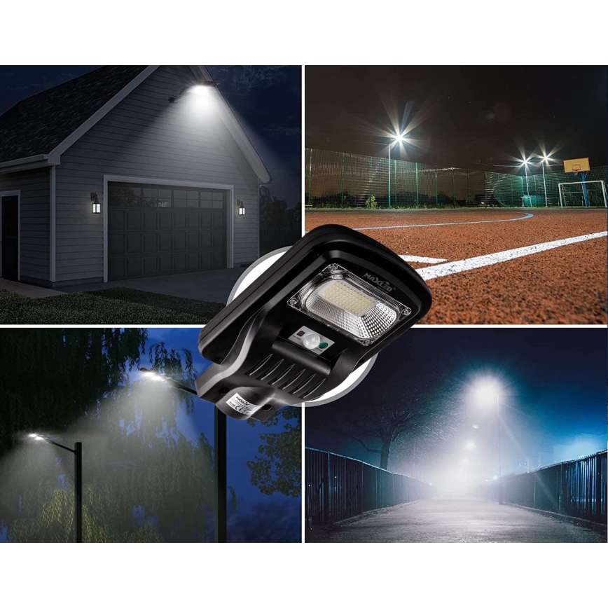 LED Prigušiva solarna ulična svjetiljka sa senzorom LED/150W/6V 6500K IP65 crna + daljinski upravljač