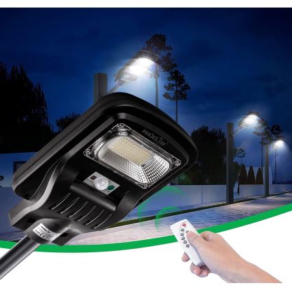 LED Prigušiva solarna ulična svjetiljka sa senzorom LED/150W/6V 6500K IP65 crna + daljinski upravljač