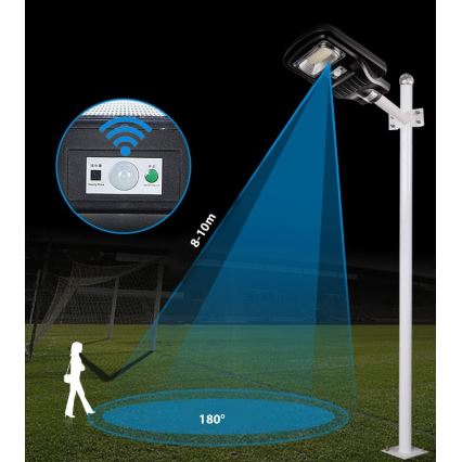 LED Prigušiva solarna ulična svjetiljka sa senzorom LED/150W/6V 6500K IP65 crna + daljinski upravljač
