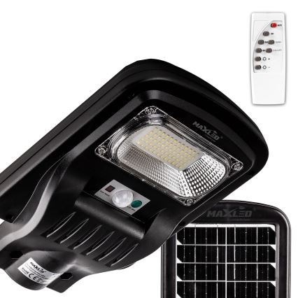 LED Prigušiva solarna ulična svjetiljka sa senzorom LED/150W/6V 6500K IP65 crna + daljinski upravljač