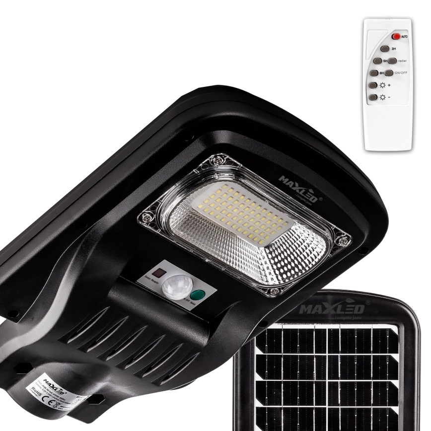 LED Prigušiva solarna ulična svjetiljka sa senzorom LED/150W/6V 6500K IP65 crna + daljinski upravljač