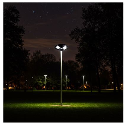 LED solarna ulična lampa s mogućnošću prigušivanja i senzorom LED/15W/6V 11000 mAh 6500K IP65 crna + daljinski upravljač