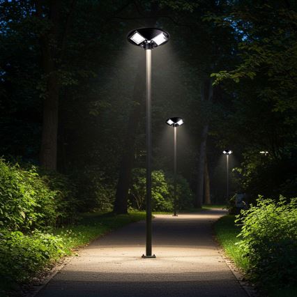 LED solarna ulična lampa s mogućnošću prigušivanja i senzorom LED/15W/6V 11000 mAh 6500K IP65 crna + daljinski upravljač