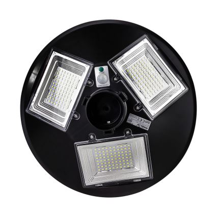 LED solarna ulična lampa s mogućnošću prigušivanja i senzorom LED/15W/6V 11000 mAh 6500K IP65 crna + daljinski upravljač