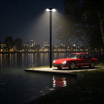 LED Prigušiva solarna ulična svjetiljka sa senzorom LED/15W/6V 11000 mAh 6500K IP65 crna + daljinski upravljač