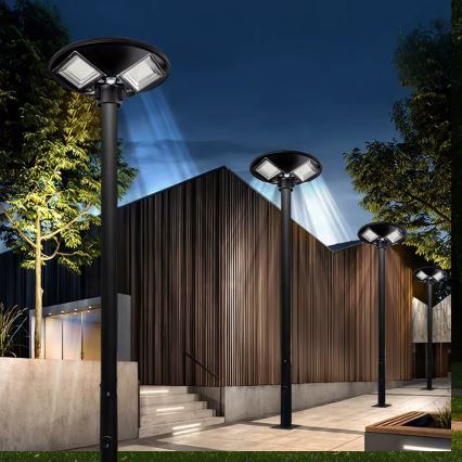 LED Prigušiva solarna ulična svjetiljka sa senzorom LED/15W/6V 11000 mAh 6500K IP65 crna + daljinski upravljač