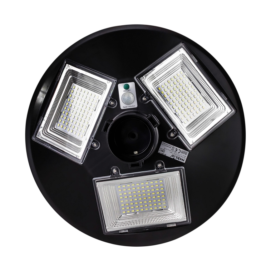 LED Prigušiva solarna ulična svjetiljka sa senzorom LED/15W/6V 11000 mAh 6500K IP65 crna + daljinski upravljač
