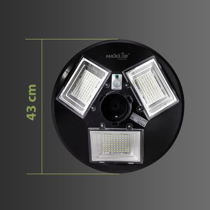 LED Prigušiva solarna ulična svjetiljka sa senzorom LED/15W/6V 11000 mAh 6500K IP65 crna + daljinski upravljač